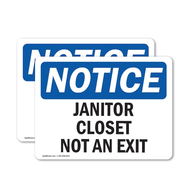 Signmission Janitor Closet Not An Exit, 7 in W x Rectangle, Vinyl Decal OS-2PACK-NS-D-57-L-13746 - main